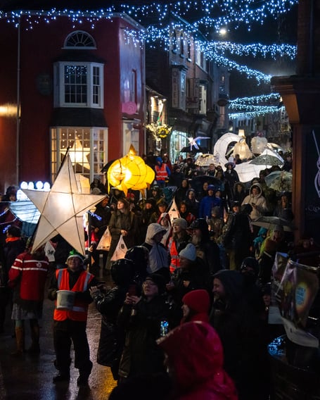 Crowd scene from a previous Cardigan Giant Lantern Parade
