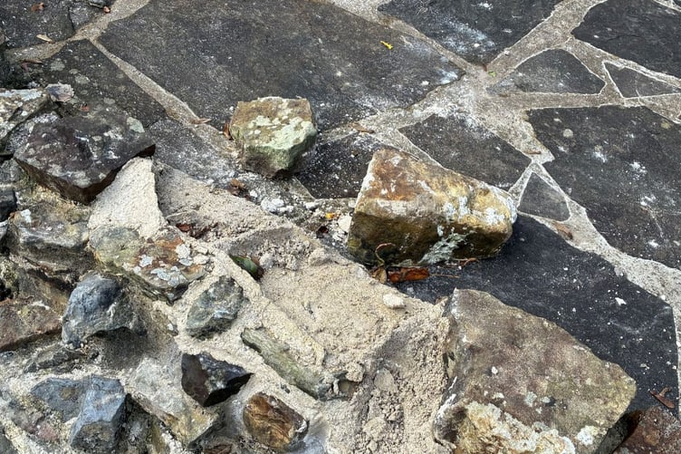 Newly restored stones removed at Haverfordwest Priory