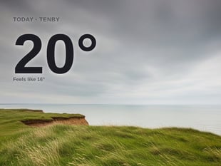 Tenby: overcast day, high of 20°C