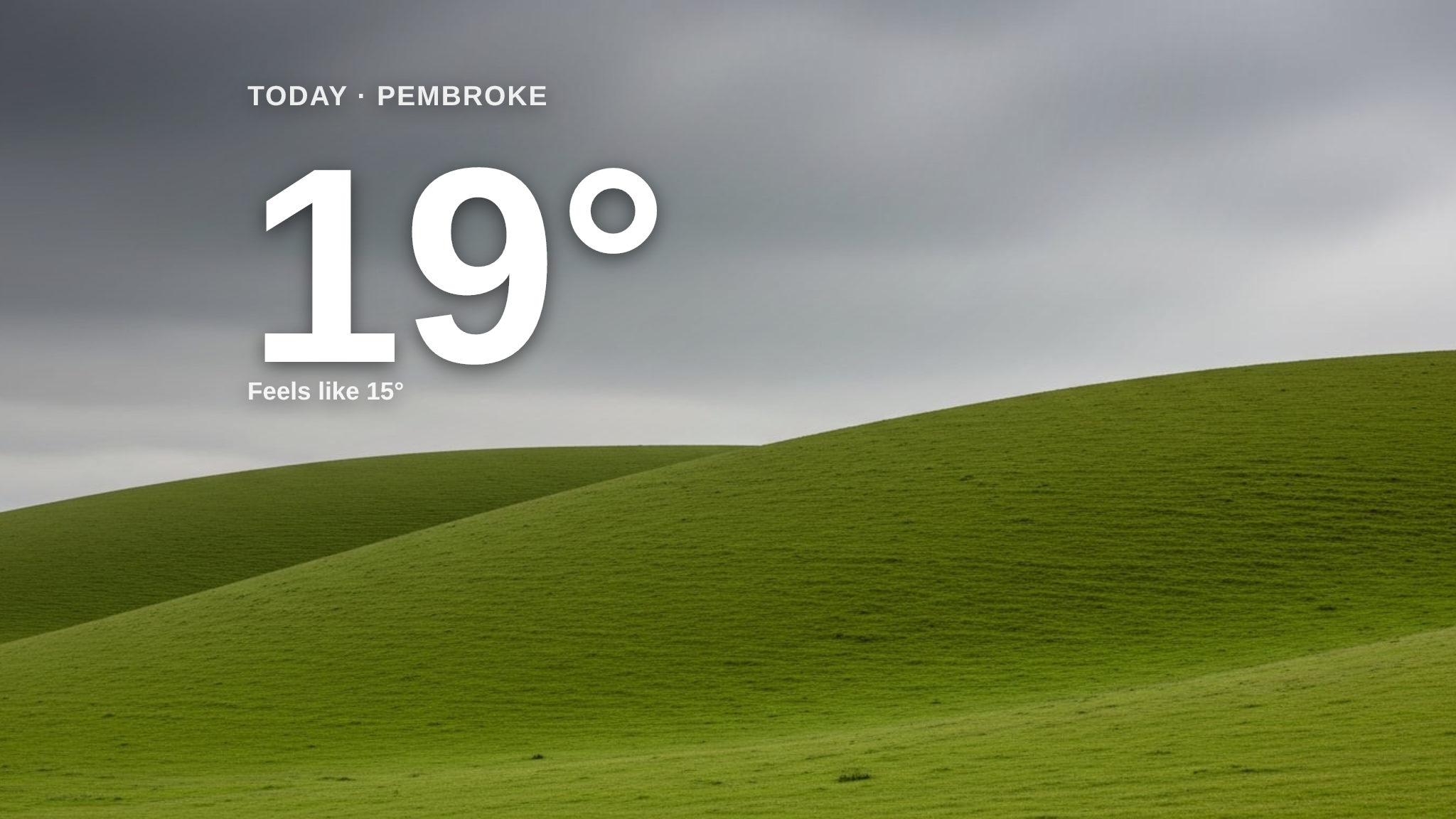 Pembroke weather: overcast Monday with little chance of rain and a high of 19°C