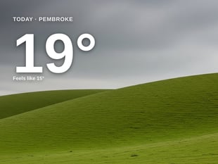 Pembroke: overcast day, high of 19°C