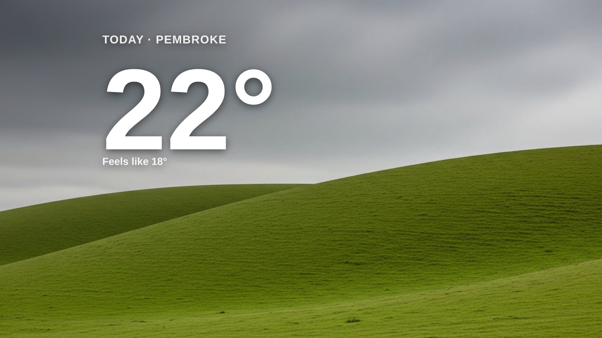 Pembroke weather: overcast Tuesday with minimal rain and a high of 22°C
