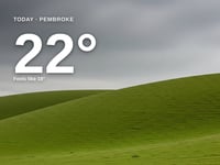 Pembroke: overcast day, high of 22°C