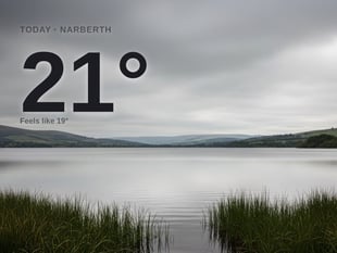 Narberth: overcast day, high of 21°C