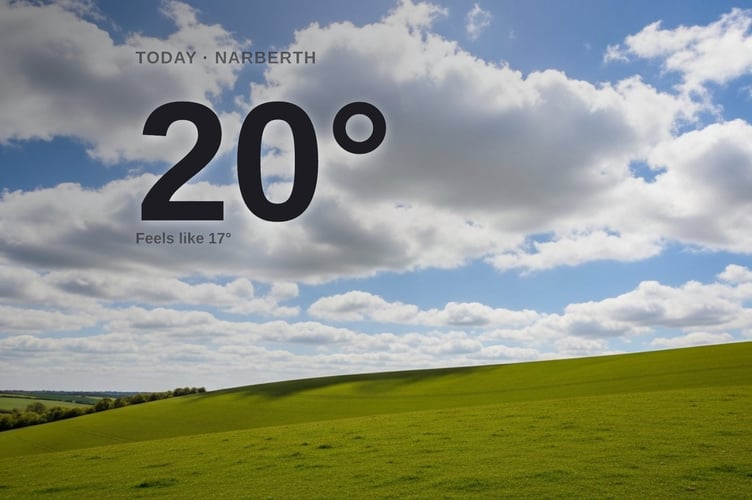 Narberth weather: partly cloudy Saturday with minimal rain and a high of 20°C