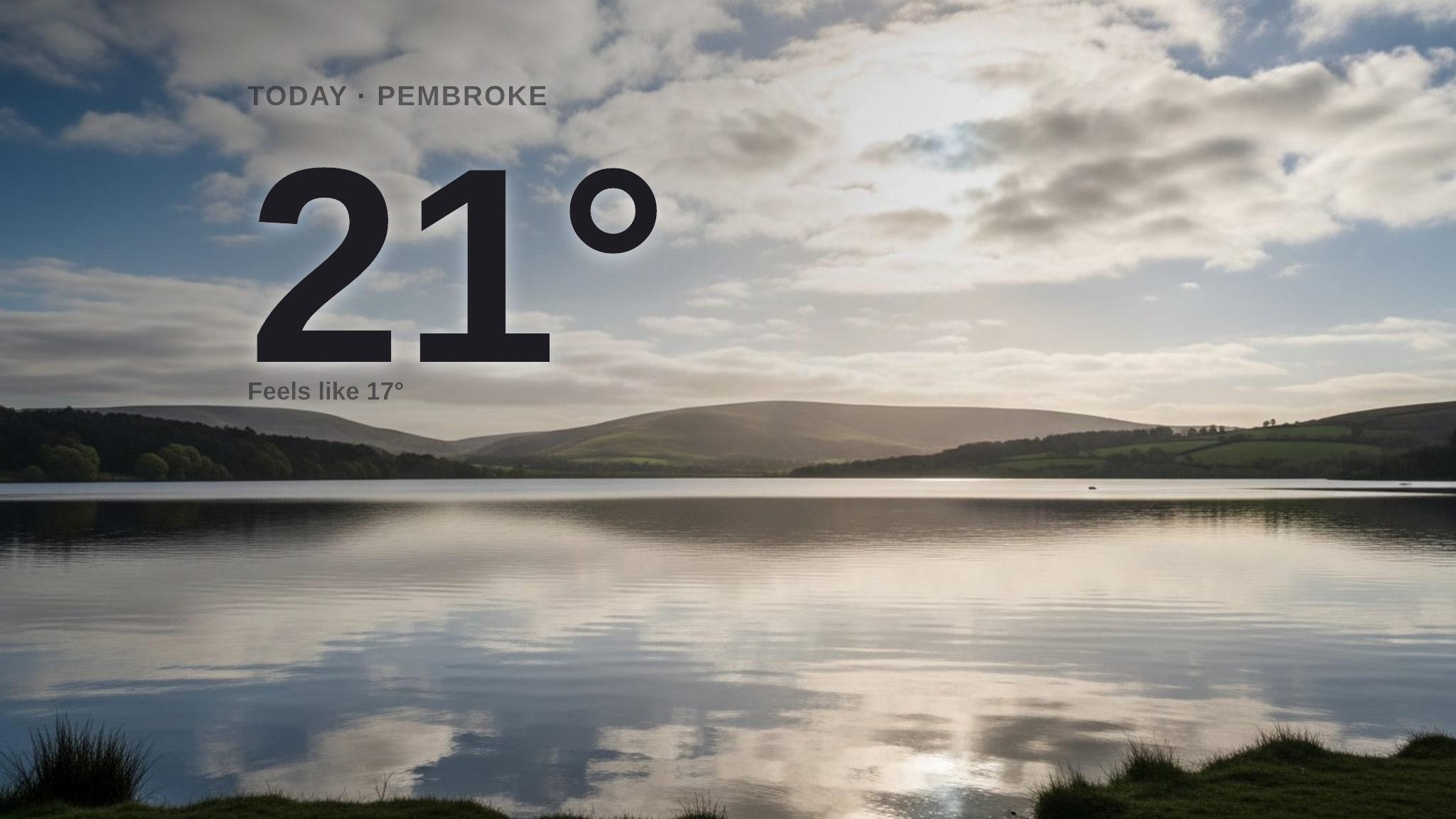 Pembroke weather: partly cloudy Tuesday with little chance of rain and a high of 21°C