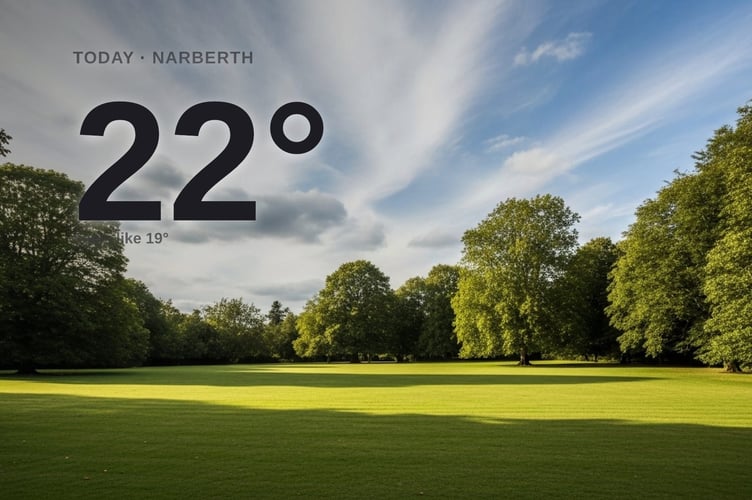 Narberth weather: partly cloudy Tuesday with little chance of rain and a high of 22°C
