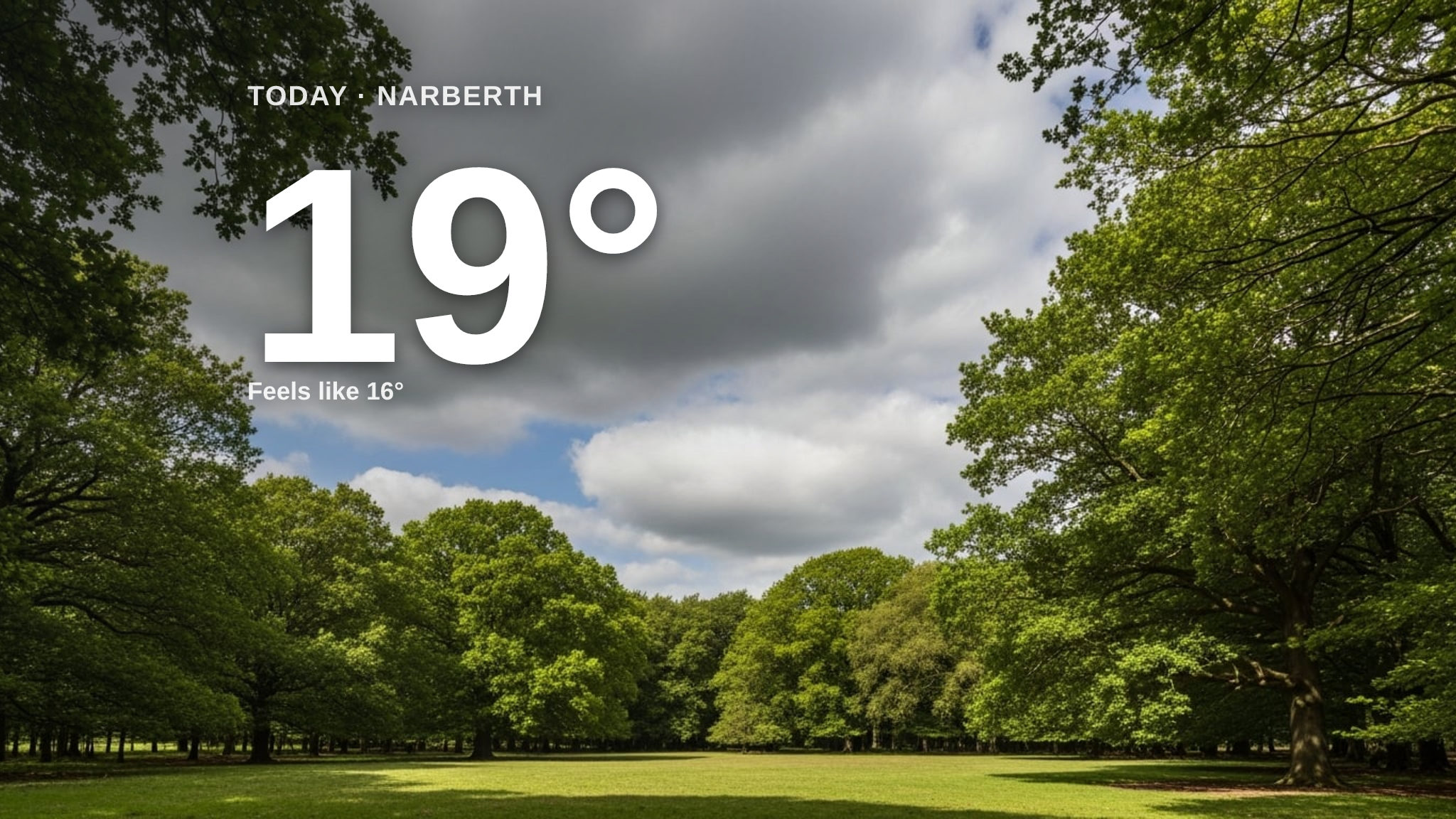 Narberth weather: partly cloudy Friday with minimal rain and a high of 19°C