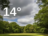 Tenby: partly cloudy day, high of 14°C